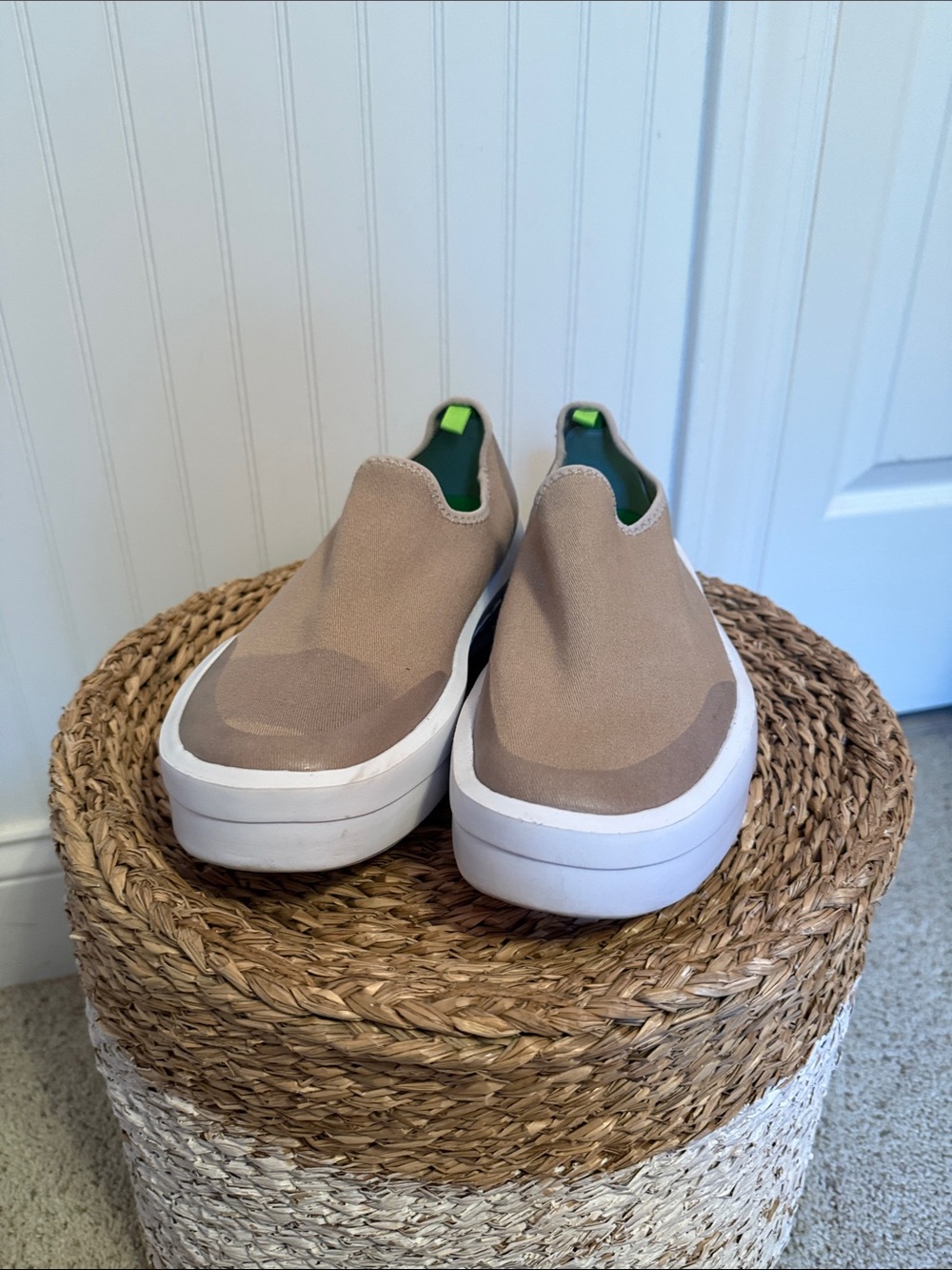 OOFOS Women’s Slip-On Sneakers in Tan with White Sole - Picture 2 of 7
